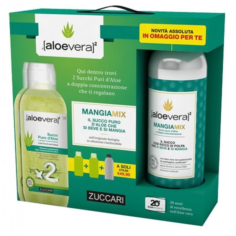 Aloevera
Succo puro d'Aloe
a doppia concentrazione
con polpa naturale