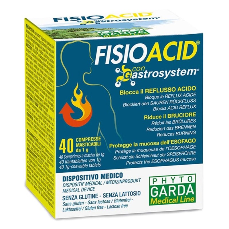 Fisioacid
con Gastrosystem
Blocca il reflusso acido, riduce il bruciore, protegge la mucosa dell'esofago.