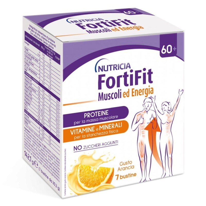 Nutricia
Fortifit
muscoli ed energia
Proteine per la massa muscolare, minerali e vitamine per la stanchezza fisica.