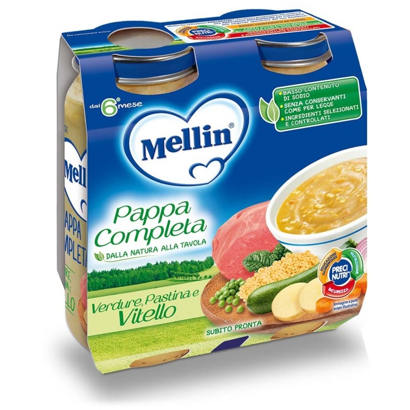 Mellin complete porridge with vegetables pastina veal 6 months + 2x250 g