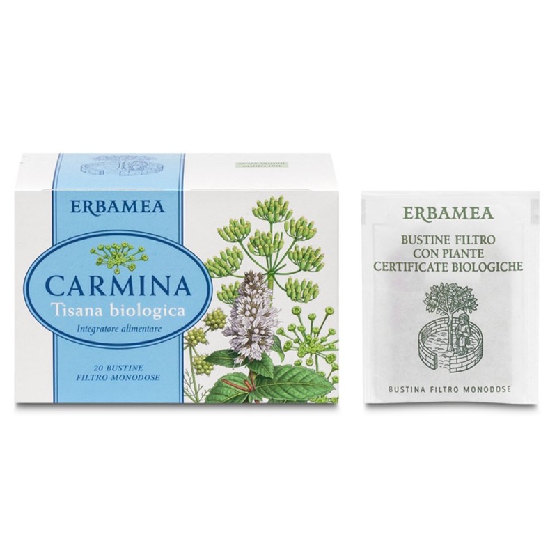 Erbamea
Carmina
tisana biologica
Stop alla sensazione di gonfiore, sì al naturale equilibrio dell’intestino.