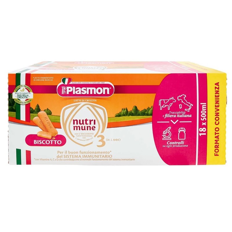 Plasmon nutri-mune 3 liquid biscuit milk 18 x 500 ml