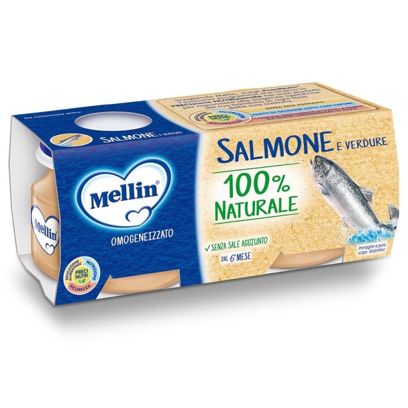 Mellin
omogeneizzato
salmone e verdure
100% naturale, senza sale aggiunto.
6 mesi+