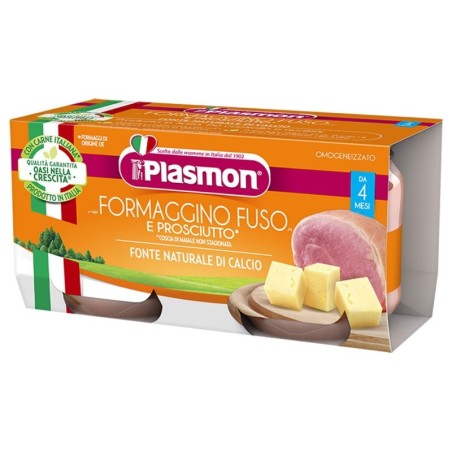 Plasmon omogeneizzato formaggino fuso prosciutto 4 mesi+ 2x80 g con carne italiana, formaggi di origine UE