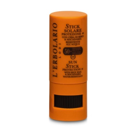 L'erbolario
Stick solare protezione +
Alla cera di riso & alla macadamia
resistente all'acqua,  per il viso e  il decolleté