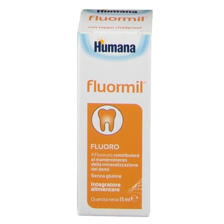Humana
Fluormil
Integratore alimentare
Il fluoruro contribuisce al mantenimento della mineralizzazione dei denti