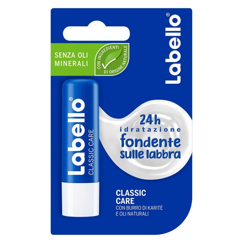 Labello
classic care
con burro di karité e oli naturali
24 h idratazione fondente sulle labbra