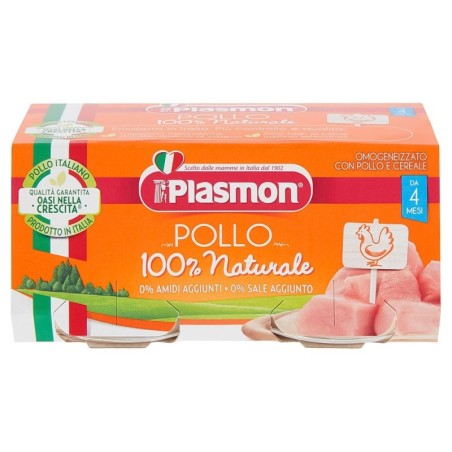 Plasmon
omogeneizzato
pollo
100% naturale
4 mesi+
confezione 2 vasetti da 80 g