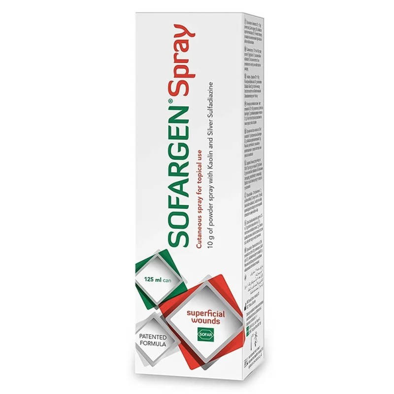 Sofargen spray
spray cutaneo per uso topico
10 g di polvere spray con caolino ed argento sulfadiazina