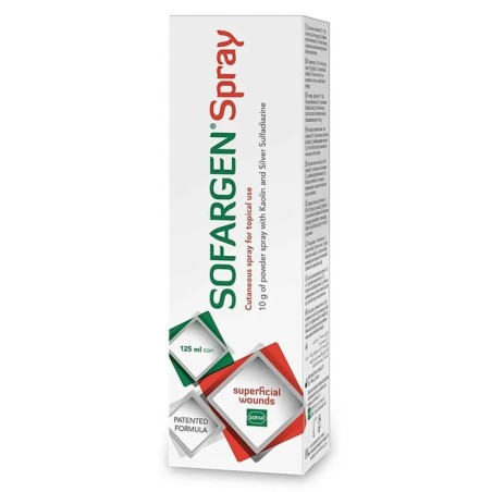 Sofargen spray
spray cutaneo per uso topico
10 g di polvere spray con caolino ed argento sulfadiazina
