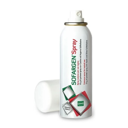 Sofargen spray
spray cutaneo per uso topico
10 g di polvere spray con caolino ed argento sulfadiazina