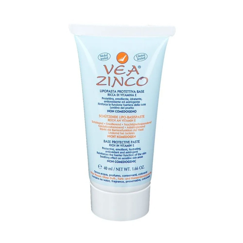 Vea
Zinco
lipopasta protettiva base ricca di vitamina E
tubo da 40 ml