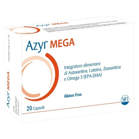Azyr Mega
Integratore alimentare di Astaxantina, Luteina, Zeaxantina e Omega 3 (EPA-DHA)
confezione da 20 capsule