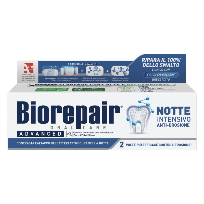 Biorepair
advanced
intensivo notte anti-ersione
contrasta l'attacco dei batteri attivi durante la notte