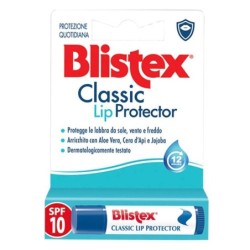 Blistex
classic lip protector
protegge le labbra da sole, vento e freddo.
Arricchito con Aloe vera, cera d'api e Jojoba.