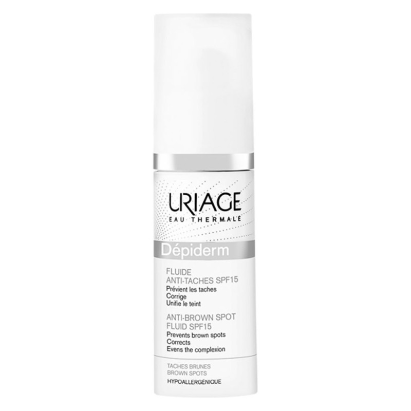 Uriage
Dépiderm
fluido anti-macchie
SPF 15
Ideale per viso, collo, scollatura.
Flacone airless da 30 ml