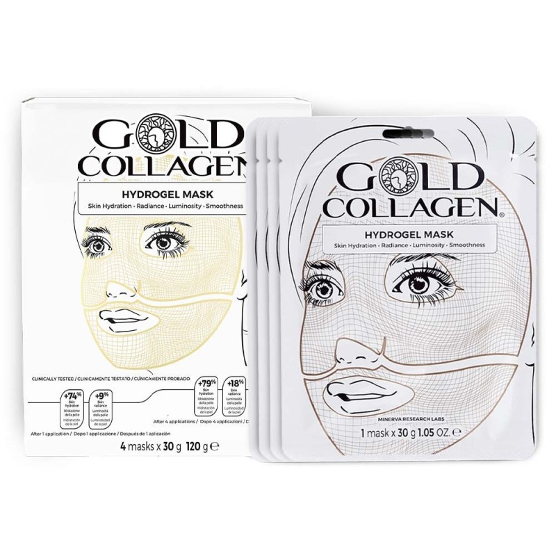 Gold collagen
hydrogel mask
maschera viso idratante
confezione da 4 pezzi