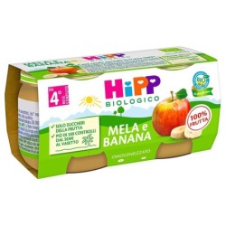 Hipp biologico
omogeneizzato
mela e banana
dal 4° mese compiuto
confezione 2 vasetti da 80 g