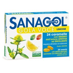 Sanagol Gola Voce Senza Zucchero Limone 24 Caramelle con erisimo dall'azione lenitiva ed emolliente per la gola