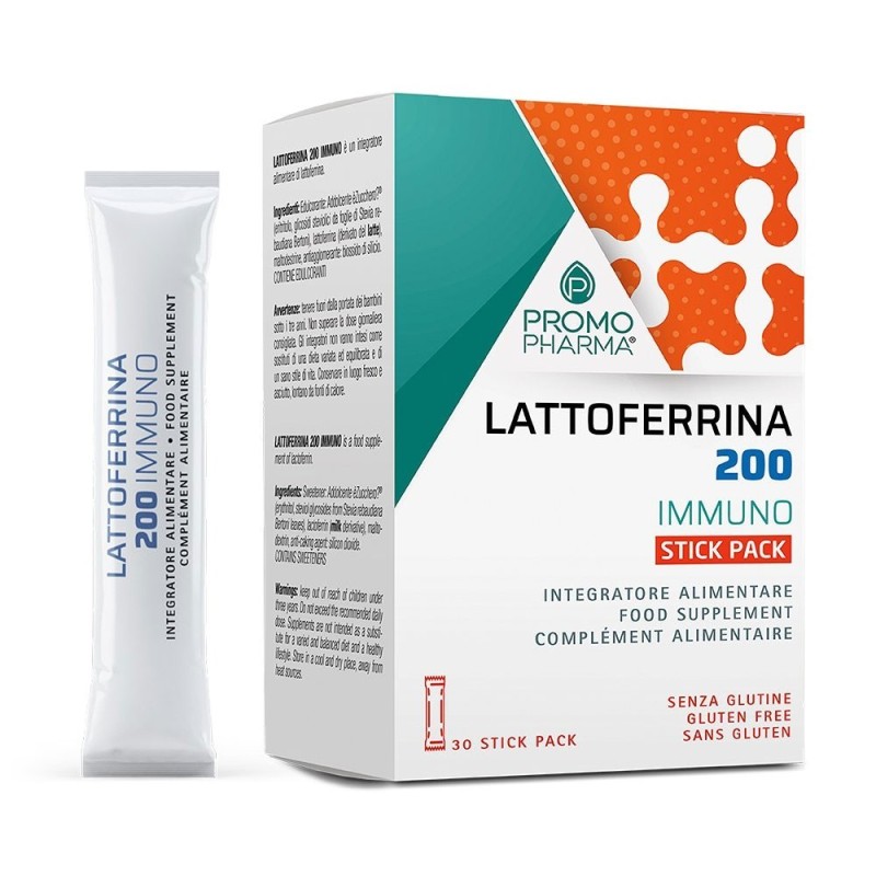 Lattoferrina
200 immuno
integratore alimentare
senza glutine
scatola da 30 stick pack