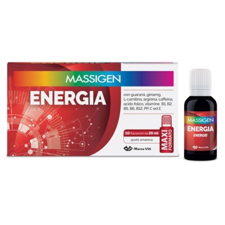 Massigen
Energia
gusto amarena
confezione 10 flaconcini da 25 ml (maxi formato)