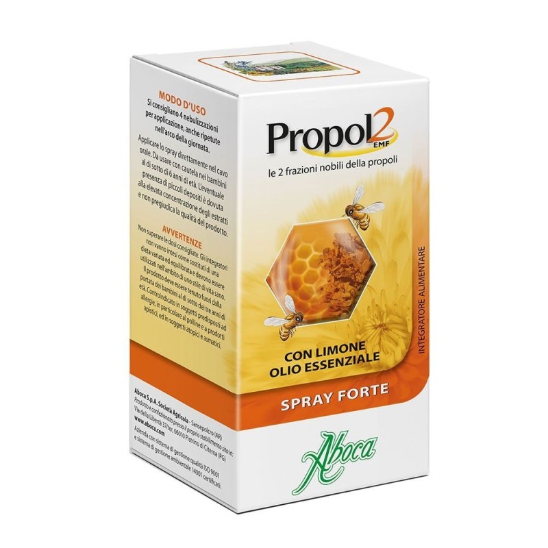 Propol2 EMF
le 2 frazioni nobili della propoli
con limone, olio essenziale
spray forte da 30 ml