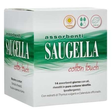 Saugella
cotton touch
assorbenti giorno con ali
confezione da 14 pezzi
