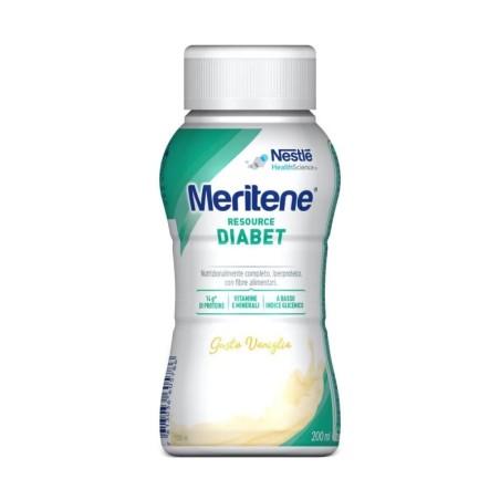 Meritene
Resource Diabet
nutrizionalmente completo, iperproteico, con fibre alimentari
bottiglietta da 200 ml