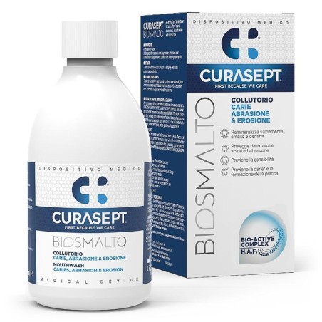 Curasept
biosmalto
collutorio
carie, abrasione ed erosione
flacone da 300 ml