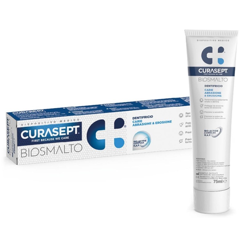 Curasept
biosmalto
dentifricio
carie, abrasione & erosione
tubo da 75 ml