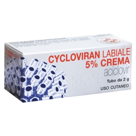 Cycloviran labiale
5% crema
aciclovir
uso cutaneo
tubo da 2 g