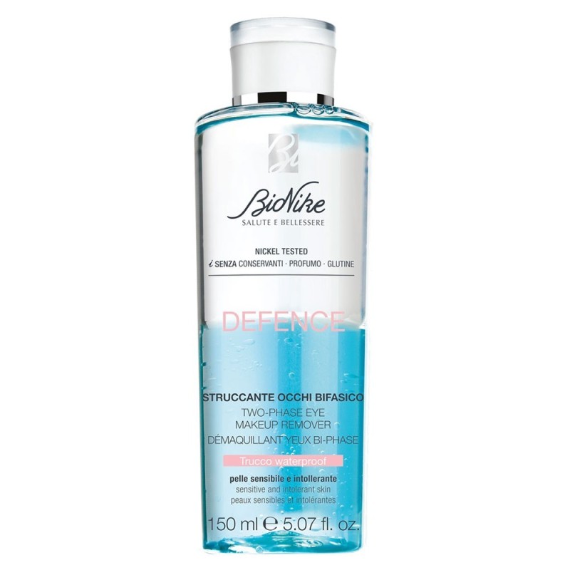 BioNike
Defence
struccante occhi bifasico
trucco waterproof
pelle sensibile e intollerante
flacone da 150 ml
