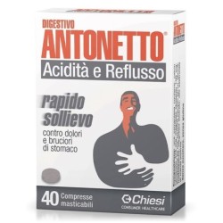 Digestivo Antonetto Acidità e Reflusso 40 compresse Rapido sollievo contro bruciori e dolori di stomaco