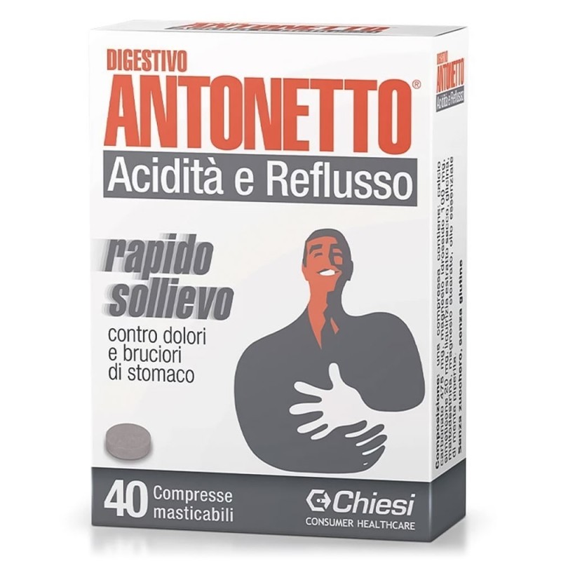 Digestivo Antonetto Acidità e Reflusso 40 compresse Rapido sollievo contro bruciori e dolori di stomaco