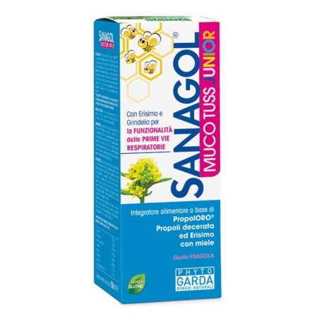 Sanagol muco tuss junior 150 ml Con Erisimo e Grindelia per la funzionalità delle prime vie respiratorie