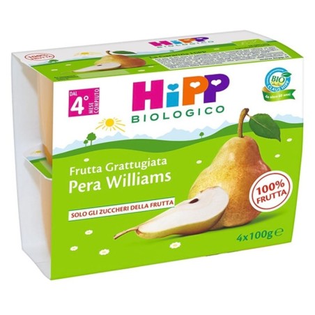 Hipp biologico
frutta grattugiata
pera williams
dal 4° mese
confezione 4 vasetti da 100 g
