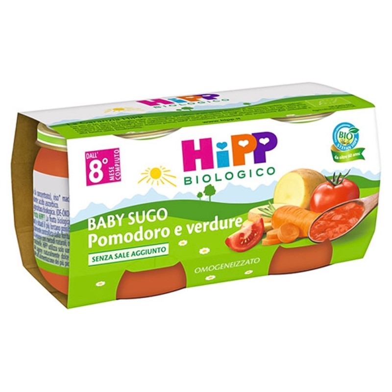 Hipp biologico
baby sugo
pomodoro e verdure
dall'8° mese compiuto
confezione 2 vasetti da 80 g