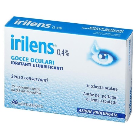 Irilens
gocce oculari 0,4%
idratanti e lubrificanti
secchezza oculare
anche per portatori di lenti a contatto