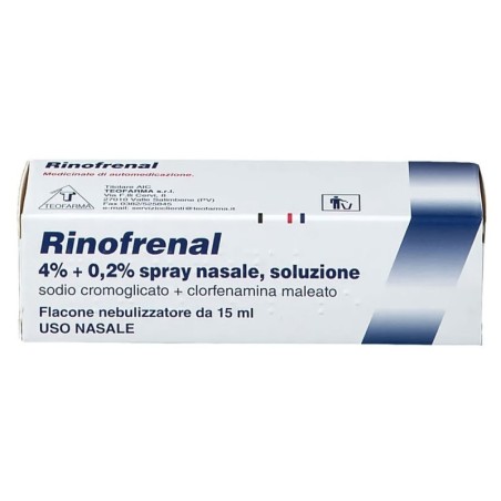 Rinofrenal
4% + 0,2% spray nasale, soluzione
Sodio Cromoglicato + Clorfenamina Maleato