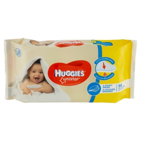 Huggies
unistar
Salviettine
4 strati spessi
confezione da 56 pezzi