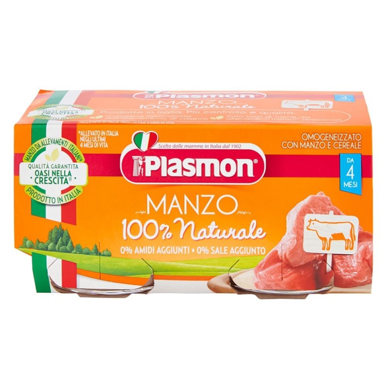 Plasmon
Omogeneizzato
Manzo
100% naturale
4 mesi+
Confezione 2 vasetti da 80 g