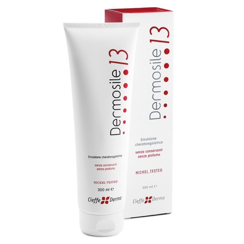 Dermosile 13
emulsione cheratoregolatore
senza conservanti • senza profumo • nickel tested
tubo da 300 ml