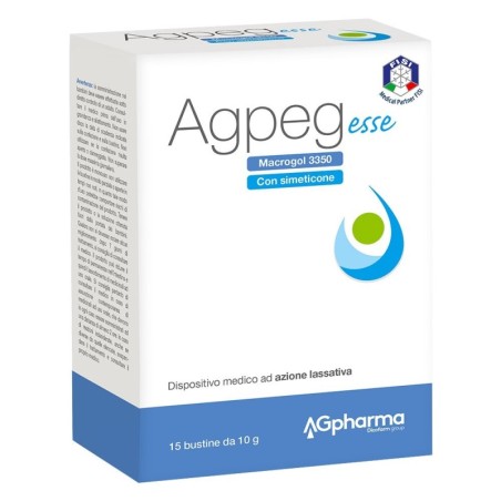 Agpeg Esse
Macrogol 3350 con simeticone
Dispositivo medico ad azione lassativa
confezione 15 bustine da 10 g