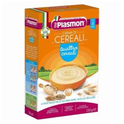 Plasmon Crema di cereali quattro cereali 4 mesi+ 230 g la base ideale per le sue prime pappe, facile da deglutire