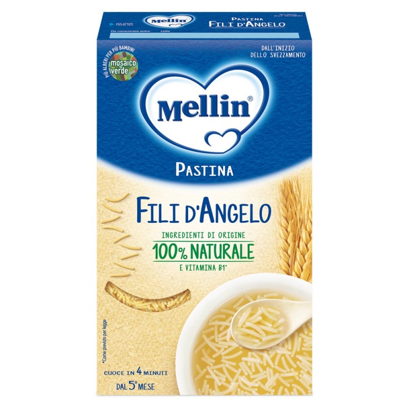 Mellin
Le Pastina
fili d'angelo
ingredienti di origine 100% naturale e vitamina B1