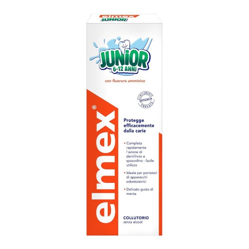 Elmex
Junior
Collutorio
Protegge efficacemente dalla carie