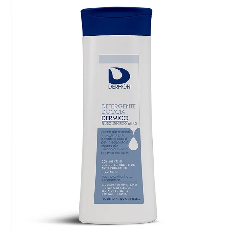 Dermon
detergente doccia dermico
fluido specifico pH 4,0
Adatto alle principali tipologie di pelle