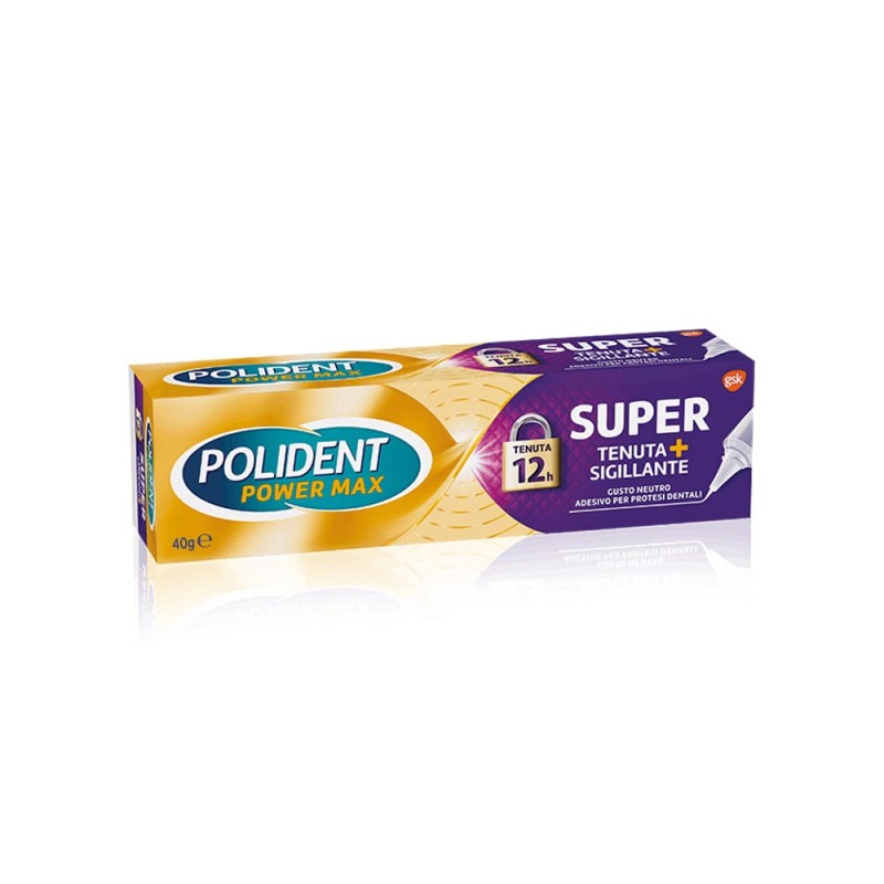 Polident
Power Max
Super Tenuta + Sigillante
Adesivo per protesi dentale
tenuta 12h
gusto neutro