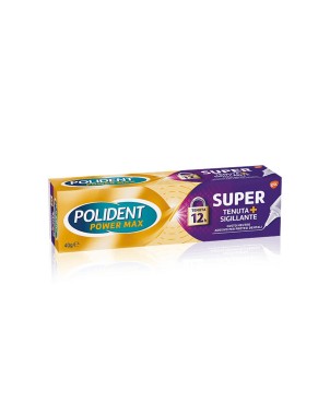 Polident
Power Max
Super Tenuta + Sigillante
Adesivo per protesi dentale
tenuta 12h
gusto neutro
