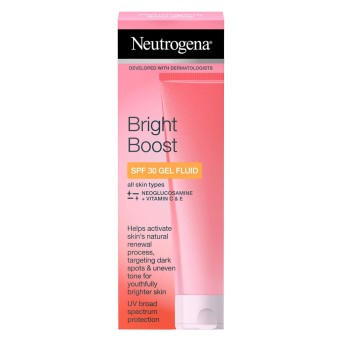 Neutrogena
Bright Boost
Fluido idratante viso
SPF 30
Neoglucosamine + Vitamina C & E
tubo da 50 ml